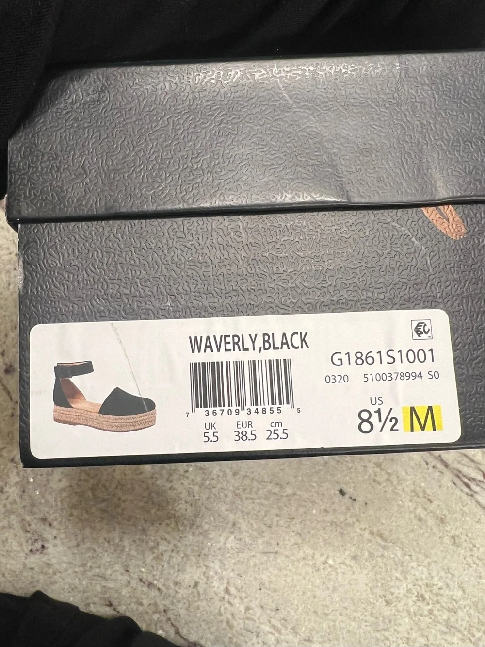 NWT Naturalizer Waverly Black Espadrille Platform Sandals Sz 8.5